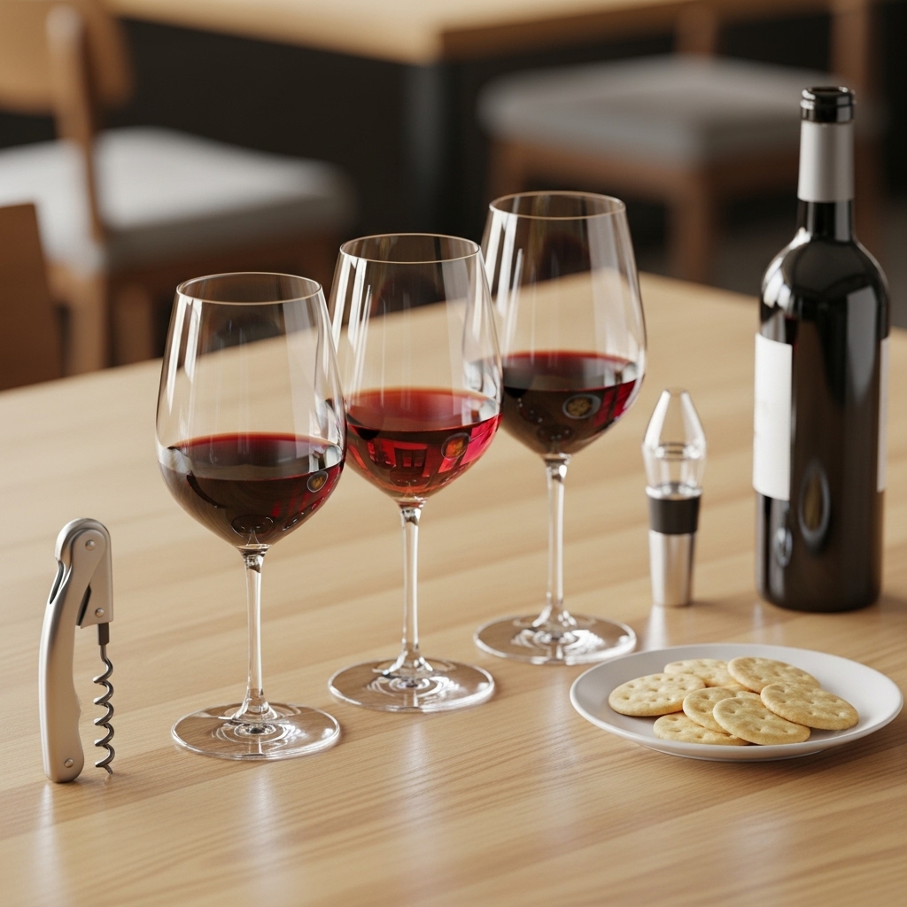 Wine tasting experience with glasses and wine bottles